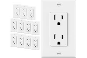 ELECTECK 12 Pack Standard Decorator Electrical Wall Receptacle Outlet, 15A 125V, 2 Pole 3 Wire, Non-Tamper Resistant, Wallplate Included, Residential and Commercial Use, UL Listed, White