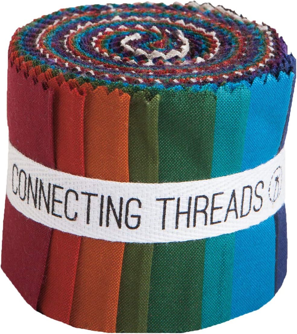 Connecting Threads Color Wheel Premium Precut Quilting Fabric Bundle 2.5" Strips (Luxe Rainbow)