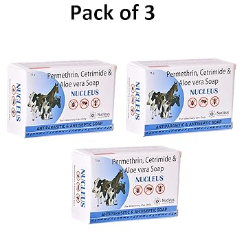 n & NUCLEUS SOAP to Remove Skin parasites, Bacterial infections and maintains Healthy Skin and Coat of Dog 75 gm (Pack of 3)