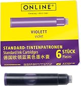 ONLINE Standard Ink Cartridges 6pc Purple Universal Fountain Pen Rollerball