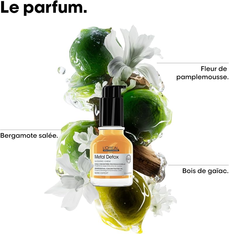 L'OREAL PROFESSIONNEL - Huile Concentrée Anti-Casse - Cheveux Abîmés & Cassants, Colorés ou Naturels - Protège & Illumine - Couleur Intense - Sans Rinçage & Fini non Gras - Metal Detox - 50ml