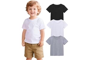 ZUEMET 3 Pack Baby Boys Short Sleeve Cotton T-Shirts Toddler Boy Clothes Tee Size 18M-5T