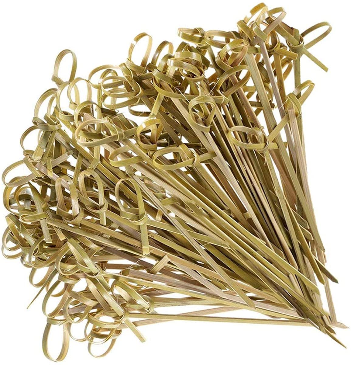 Bessy shop Cocktail skewers,100Pcs Knotted Skewers Bamboo Toothpicks Cocktail Picks Swizzle Sticks Bamboo Skewers party supplies for Cocktail Party, Barbeque, Club Sandwiches(4.7 inches/12cm).