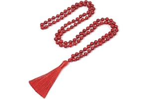 BALIBALI 8MM Beads Chakra Long Mala Necklace Natural Stone Meditation Statement Necklace Japa Yoga Buddhist Rosary Prayer Cha