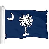 G128 South Carolina SC State Flag | 3x5 Ft | LiteWeave Pro Series Printed 150D Polyester | Indoor/Outdoor, Vibrant Colors, Brass Grommets, Thicker and More Durable Than 100D 75D Polyester