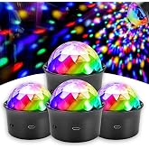 4 Pack Mini Disco Ball Light Voice Activated Multicolor Disco Party Lights﻿ | Rechargeable Battery Disco Ball Decorative Sound Activated LED Stage Disco Lights for Parties Disco Christmas Kids Room Car