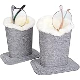 Baitaihem Pack of 2 Plush Lined Eyeglasses Holder Stand Protective Glasses Case For Desks Or Nightstands