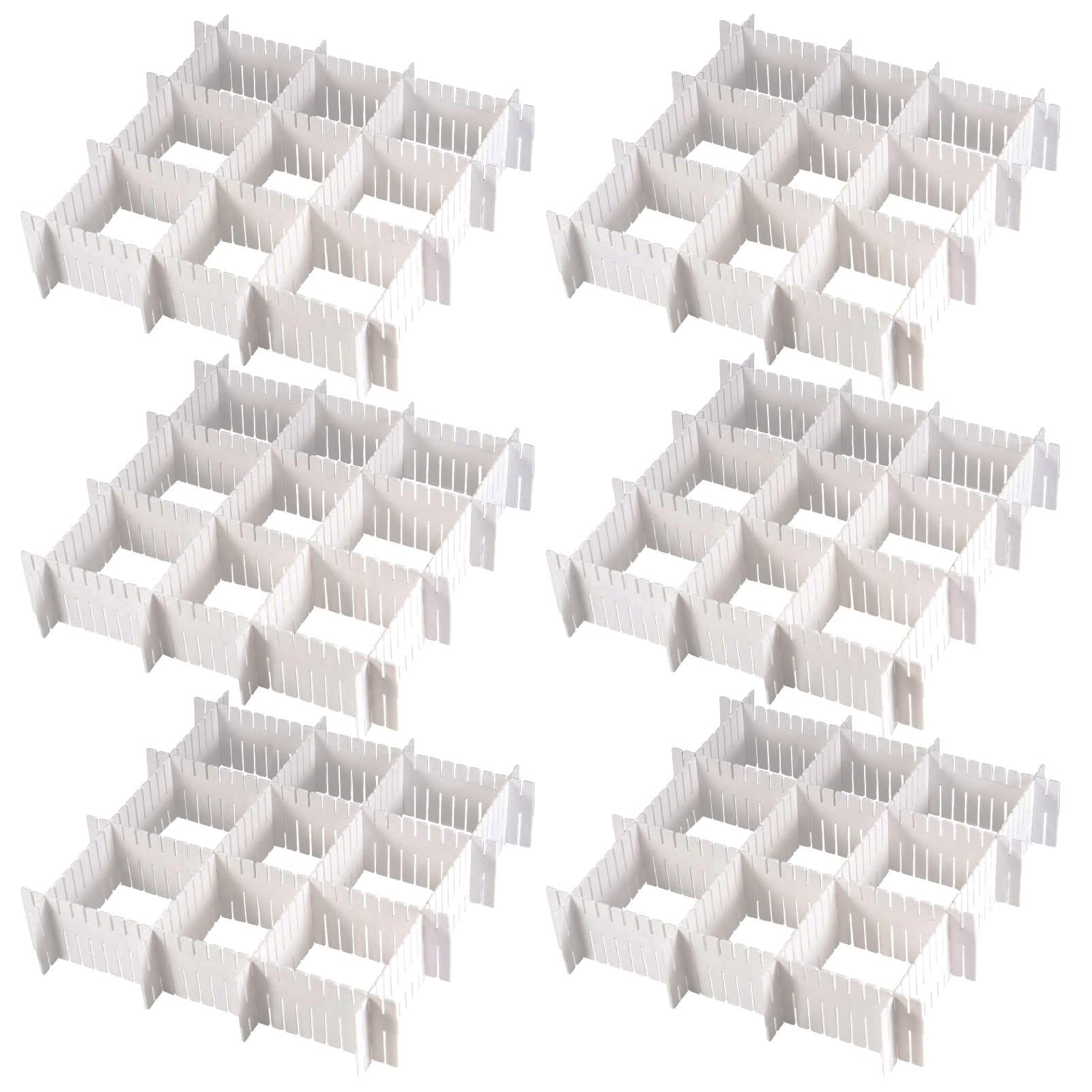 Photo 1 of MUKCHAP 72 Pieces DIY Plastic Grid Drawer Organizer, 12.6 Inch Plastic Grid Drawer Dividers, Plastic Adjustable Drawer Dividers Organizer for Sock, Underwear, Scarf, White