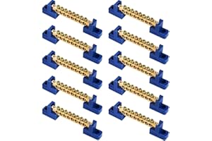 TOPZEA 10 Pack Terminal Bus Bar, 8 Positions Screw Brass Terminal Grounding Strip Bus Bar for Car Boat Marine Ground Electric