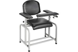 VivaComfort Black Phlebotomy Chair with Adjustable Armrest, Blood Draw Chair, Large Weight Capacity Comfortable Lab Medical Chair