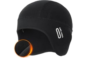 MELASA Thermal Fleece Skull Cap Beanie with Glasses Holes, Ear Warmer Helmet Liner, Winter Cycling Bike Hat for Men Women