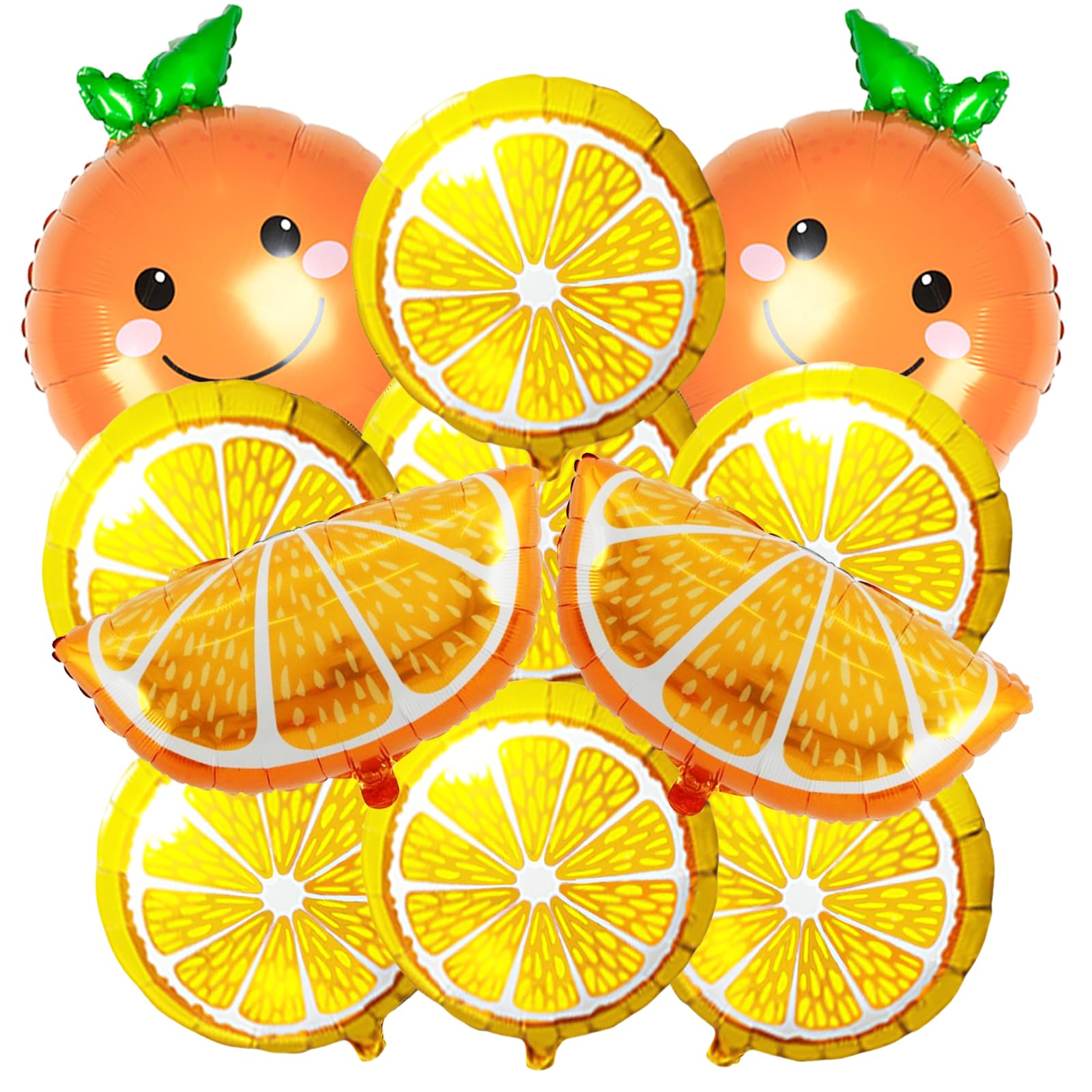 Photo 1 of 10 Piece Orange Citrus Balloons Set, Large Cartoon Foil Mylar Balloons for Little Cutie Baby Shower, Birthday Summer Fruit Citrus Themed Backdrop Party Decorations