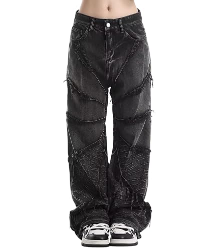 Tripp NYC X-Strap Split Denim Pants [Black Denim/Indigo Blue] (US
