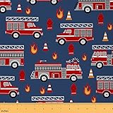 Fire Truck Fabric by The Yard, Red Fire Fighting