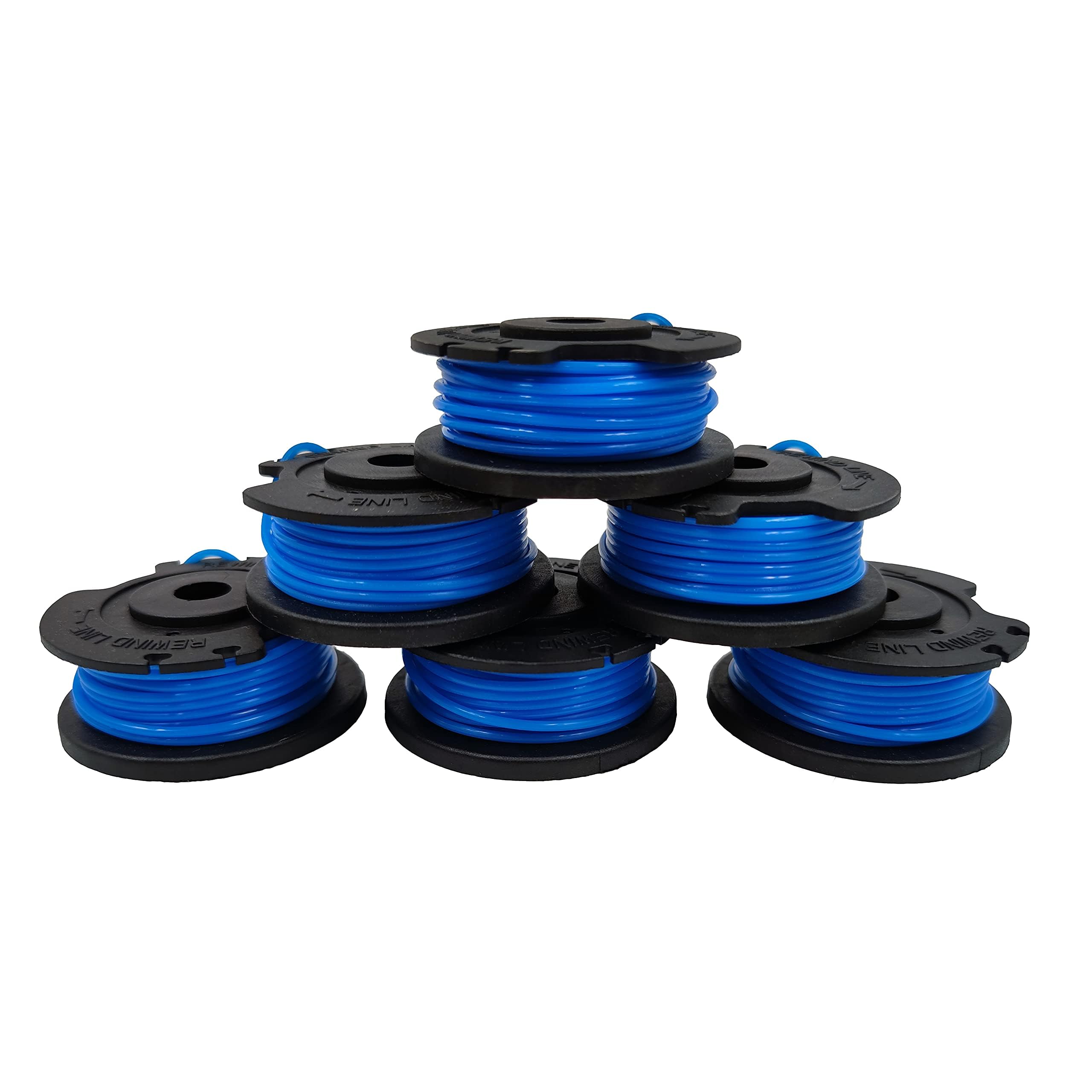 Hsthe Sea 6 Pack Strimmer Spool for Greenworks Lawn Trimmer Line Replacement Part, Diameter 1.65mm(0.065"), Apply to 24V 40V Greenworks Series Cordless Trimmers