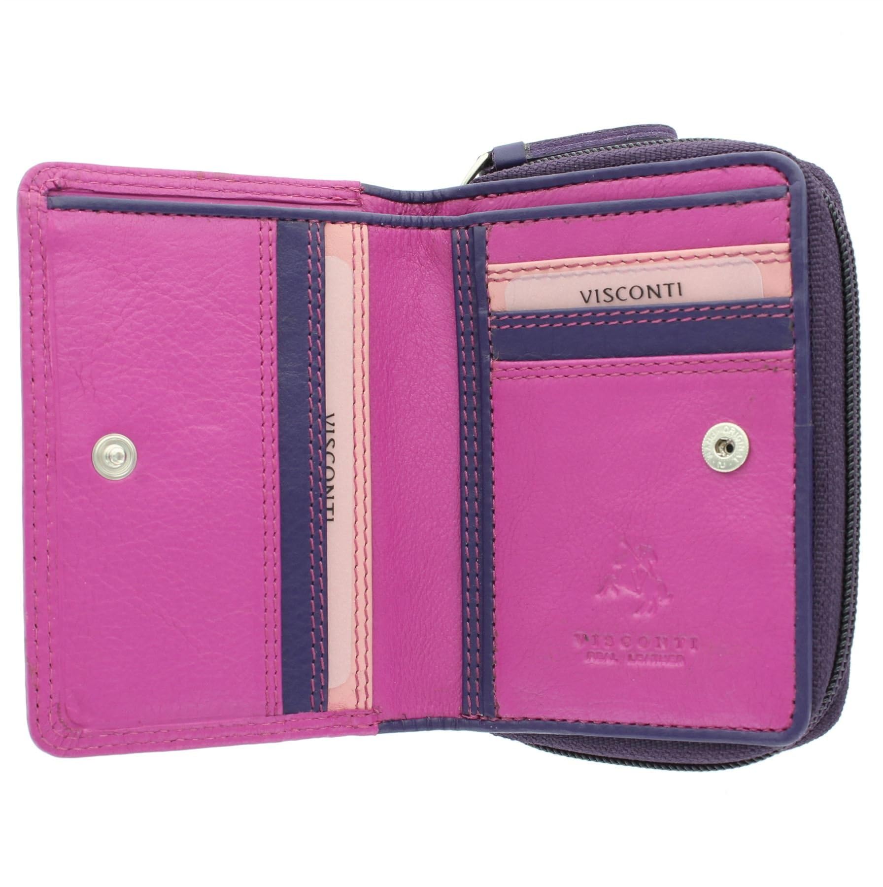 VISCONTI Rainbow Leather Ladies Purse Style RFID Blocking RB53 Berry Multi — image 1