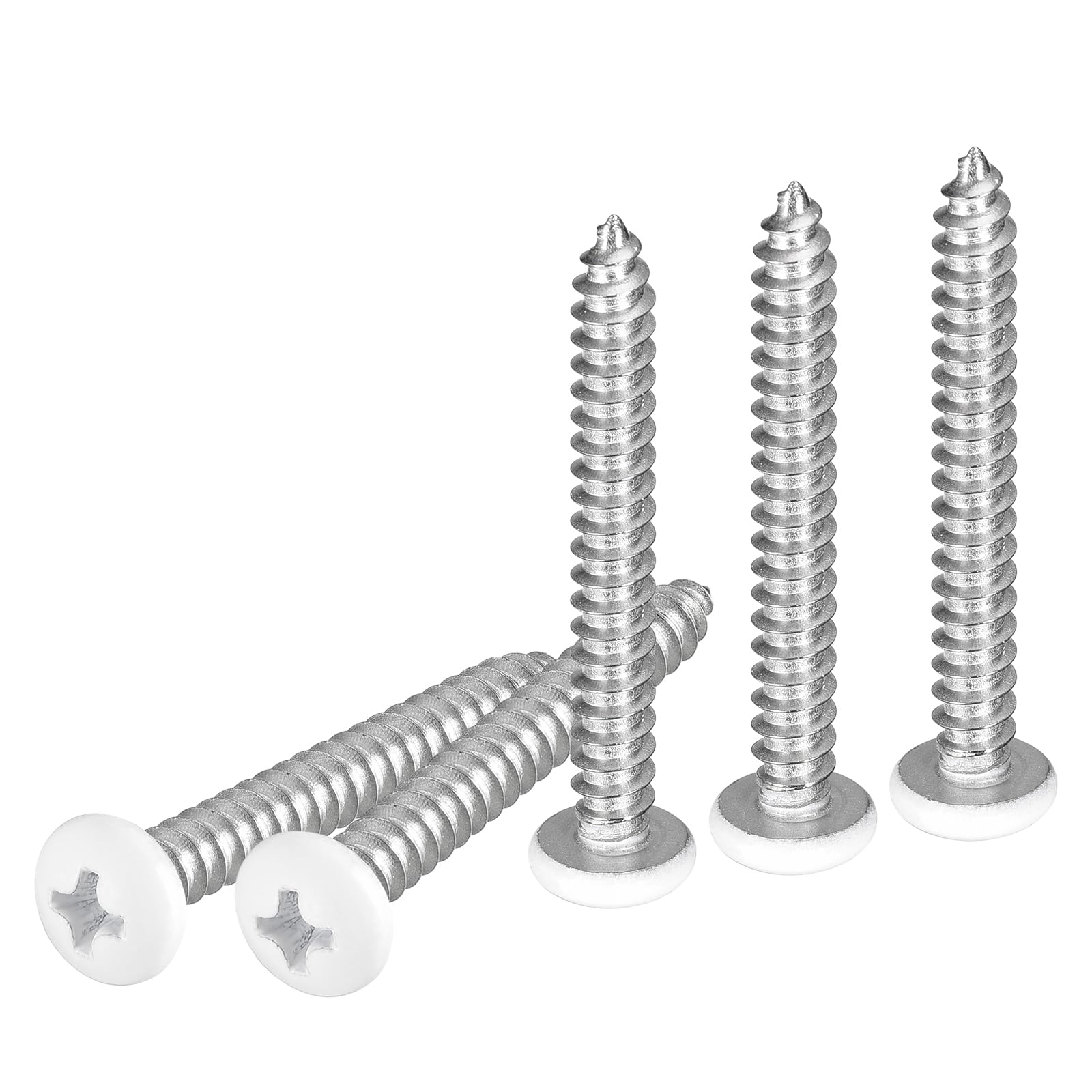 DTGN #10x1-1/2" White Screws 100Pack - 304 Stainless Steel Pan Head Phillips Sheet Metal Screw Self-tapping Screw Wood Screws