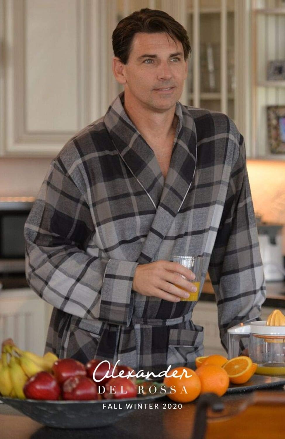 Alexander Del Rossa Men's Lightweight Flannel Robe, Soft Cotton Kimono at  Men’s Clothing store