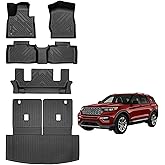 AutoPals Floor Mats Compatible with 2020-2025 2026 Ford Explorer 6 Seats, Cargo Mat Trunk Mat Cargo Liner All Weather Back Seat Cover for Explorer Accessories (Floor Mats+Trunk Mat with Backrest Mat)