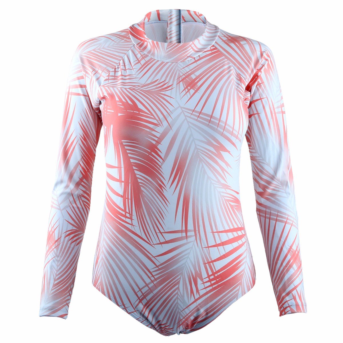 squaregarden One Piece Swimsuits for Women,Sun Protection Long Sleeve Rash Guards Surfing Beachwear(XL(US 8),Grey & Red)