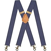 AYOSUSH Vintage Suspenders for Men Heavy Duty 4 Snap Hooks for Belt Loops Adjustable X Back