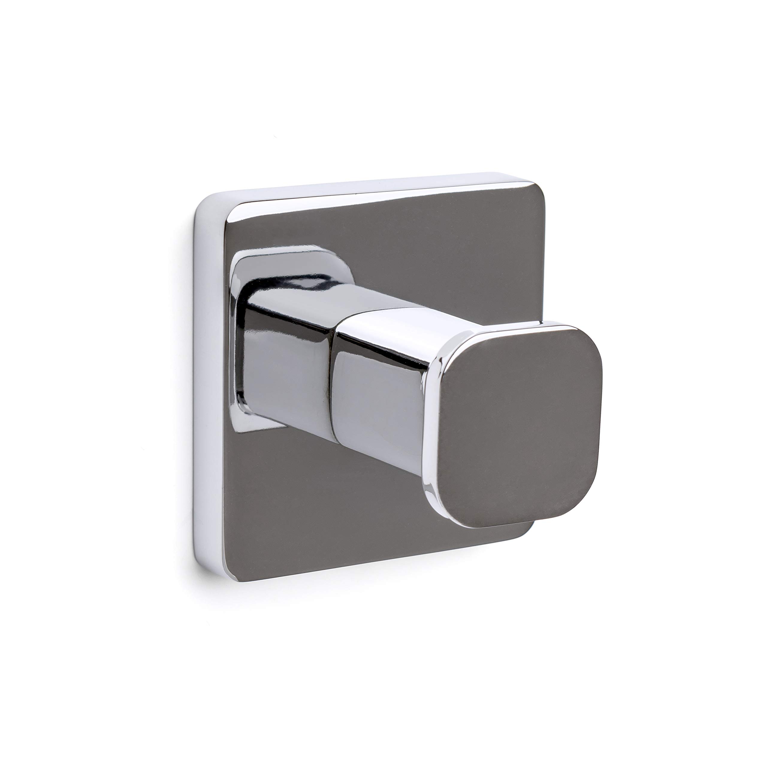 TATAY Individual hanger of the Kalo Collection, in chrome-plated Zamack, with square line support and 3M fastening system, convenient and undrilled