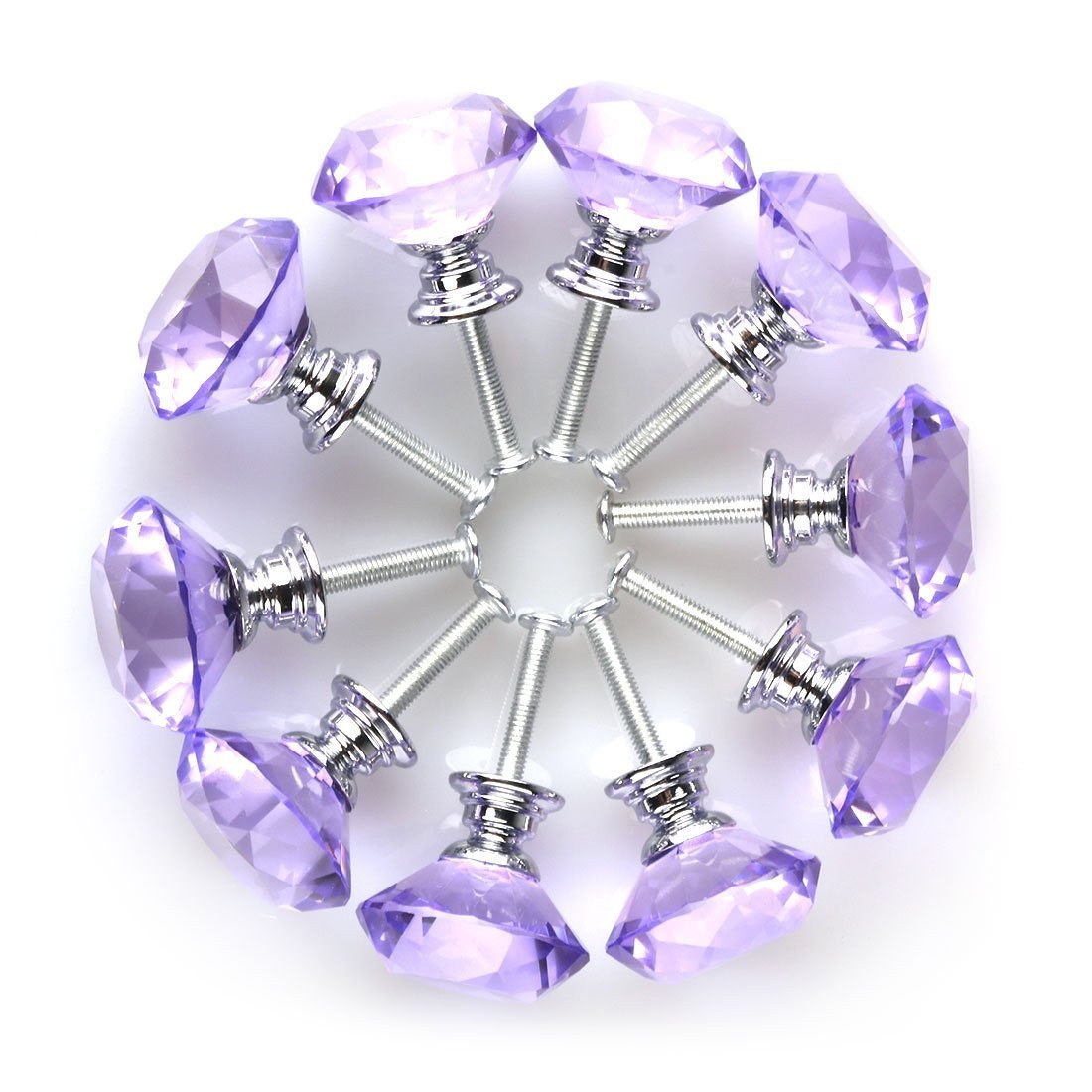 Tradico 10 Pieces Purple Diamond Shape Crystal Glass 30mm