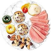DEAYOU Marble Lazy Susan, Natural Marble Round Tray Turntable Cake Stand, 12" Lazy Susan Cheese Board with Silent Rotating fo