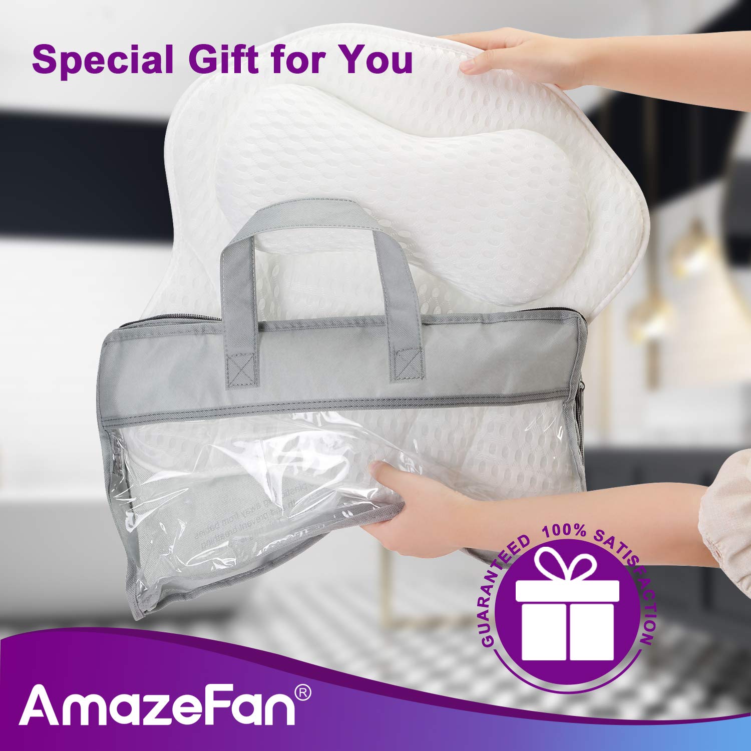AmazeFan Luxury Bath Pillow, Ergonomic Bathtub Spa Pillow with 4D Air Mesh Technology and 6 Suction Cups, Helps Support Head, Back, Shoulder and Neck, Fits All Bathtub, Hot Tub, Jacuzzi and Home Spa : Beauty