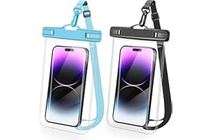 SHANSHUI Waterproof Phone Case, Universal Waterproof Cell Phone Pouch Holder with Adjustable Rope Compatible for iPhone and More Smartphones - Black, Blue/ 2 Pcs