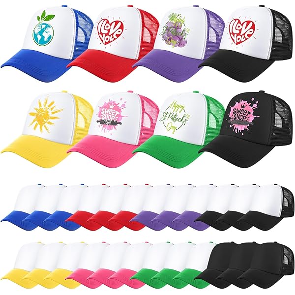 White Cap Oakfarm12 Pack Sublimation Hats For Men Blank Trucker