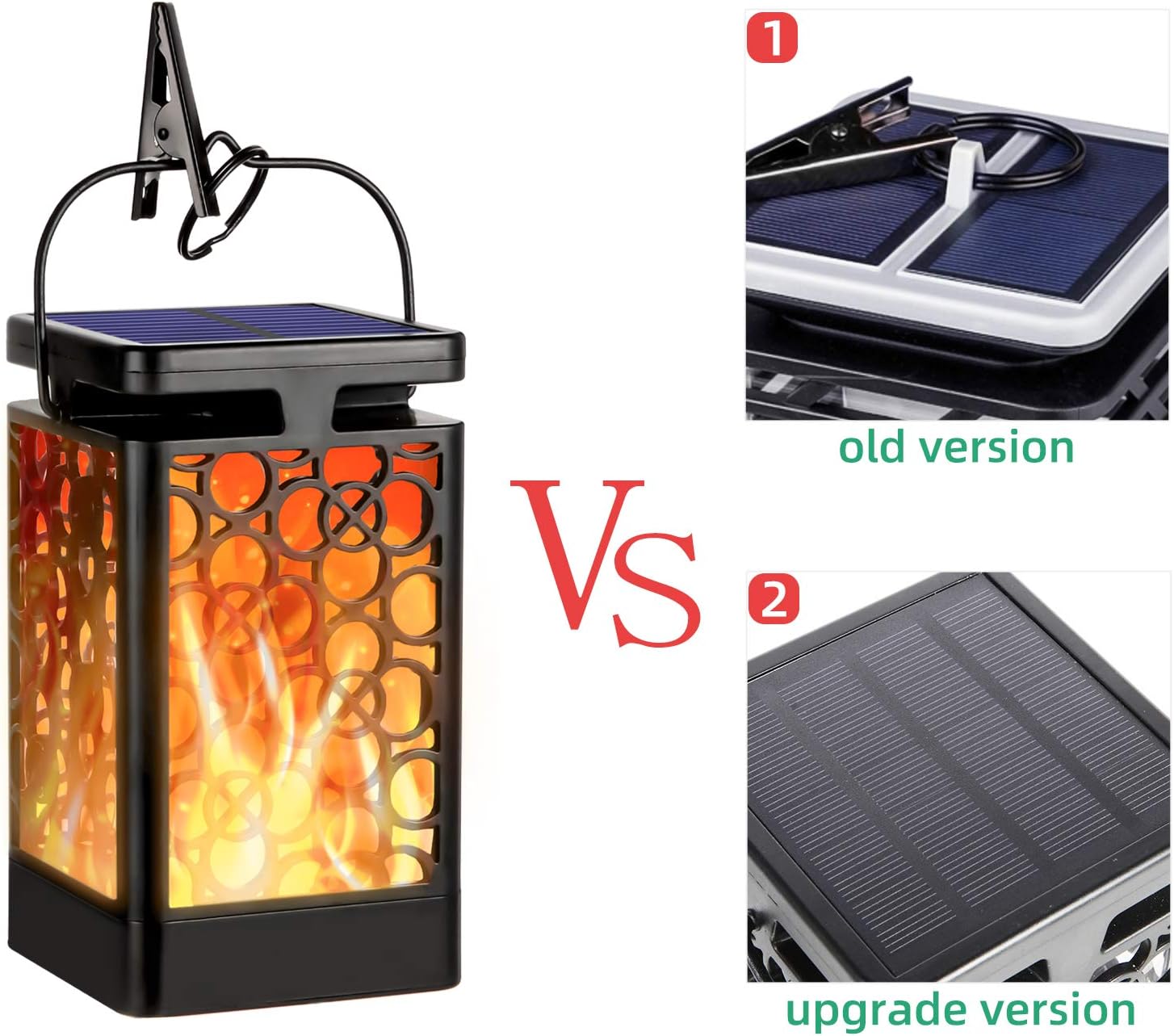 Hanging Solar Lights Outdoor New Upgraded Solar Lanterns Flickering Flame Hanging Lanterns Waterproof Solar Powered Decorative Lighting Flame Umbrella Garden Lights for Patio Deck Yard Camping(2 Pack) - - 