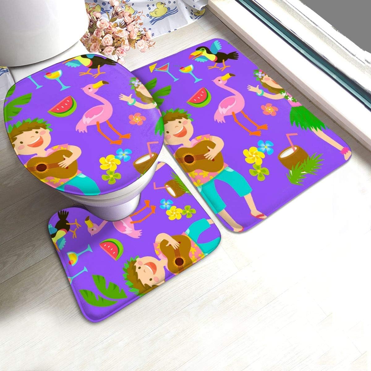 rutschfeste Badematten-Set, 3-teilig, inkl. Badezimmerteppich, U-förmig