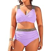 Tempt Me Women Plus Size High Waisted Bikini Set Two Piece Tummy Control Swimsuit