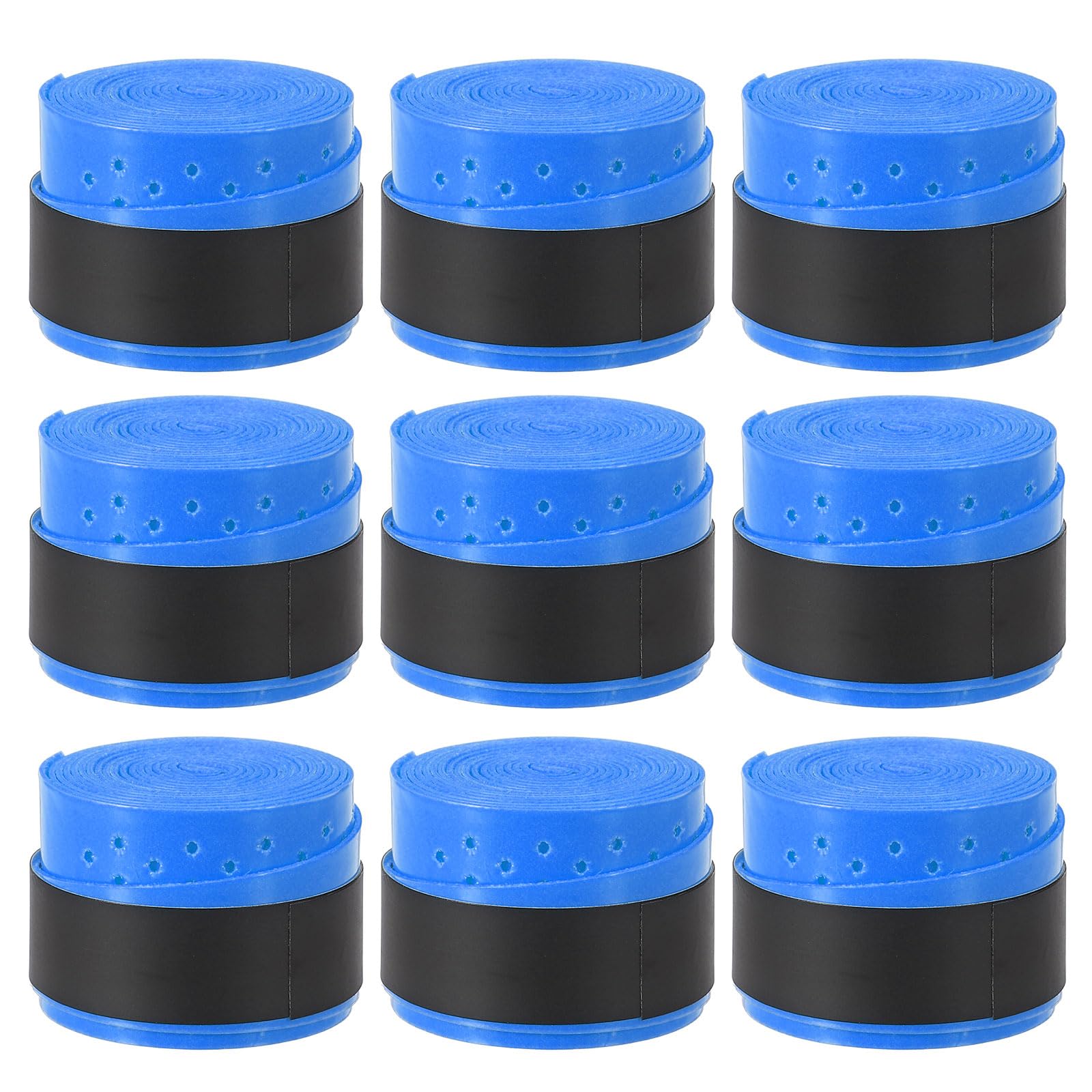 PATIKIL 43.3" Tennis Racket Grip Tape, 9 Pack Overgrip Perforated Absorbent Non-Slip for Badminton Fishing Rod, Blue