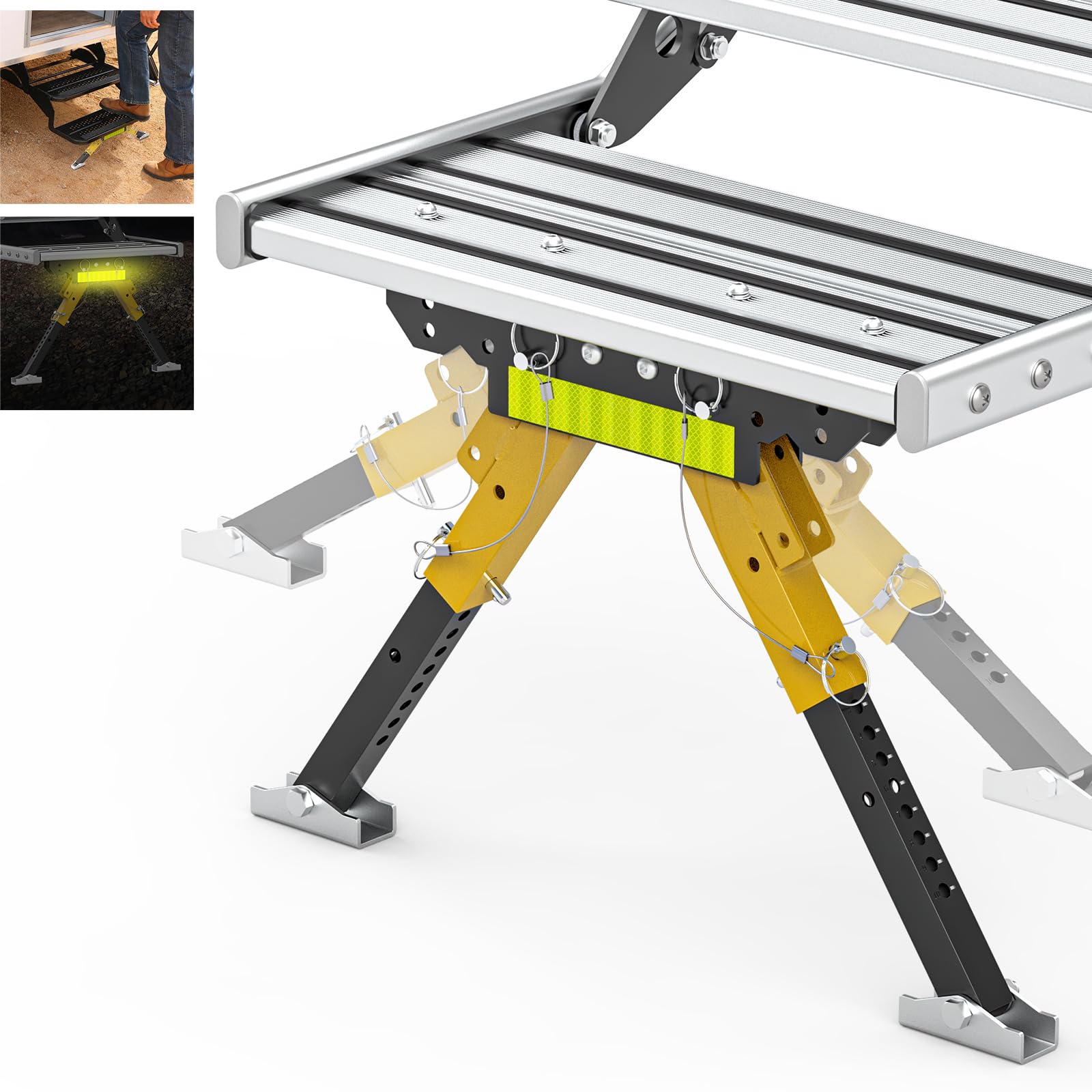 Photo 1 of Sulythw Upgraded RV Step Stabilizer Kit for 5th Wheels Travel Trailers Motorhomes Solid Stance RV Step Stabilizer Accessories for Outside Adjusted Height from 3.5" to 13.97" Easy to Fold