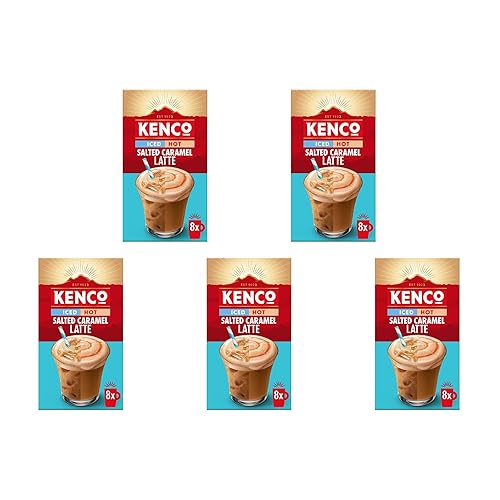 Kenco Iced Hot Salted Caramel Latte Sachets x8 (Pack of 5, Total 40 Sachets)