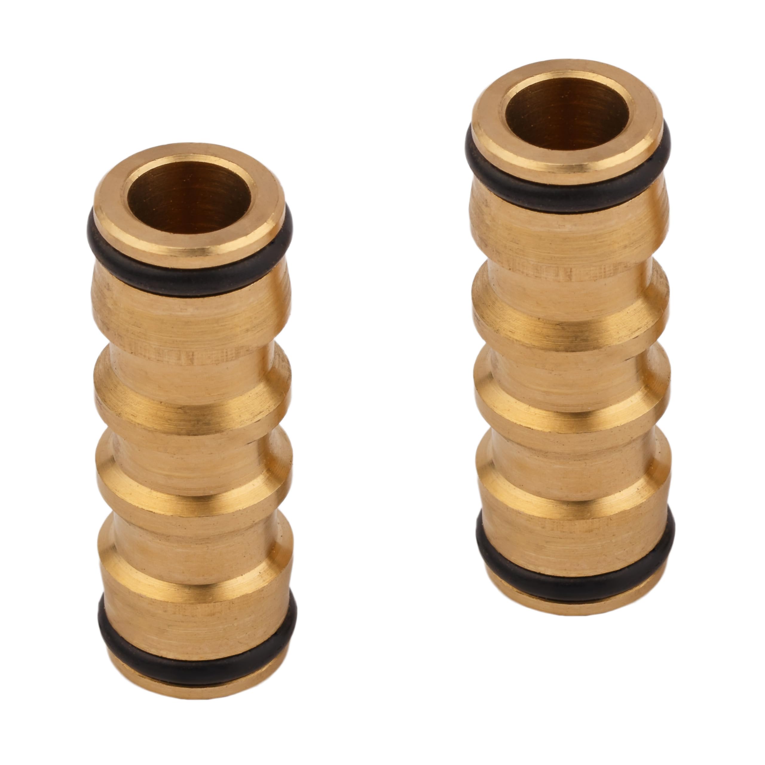 MIVOS 2 x Brass Hose Connector for Connecting Water Hoses with Mounted Quick Couplings - Hose Coupling for Hose Extension