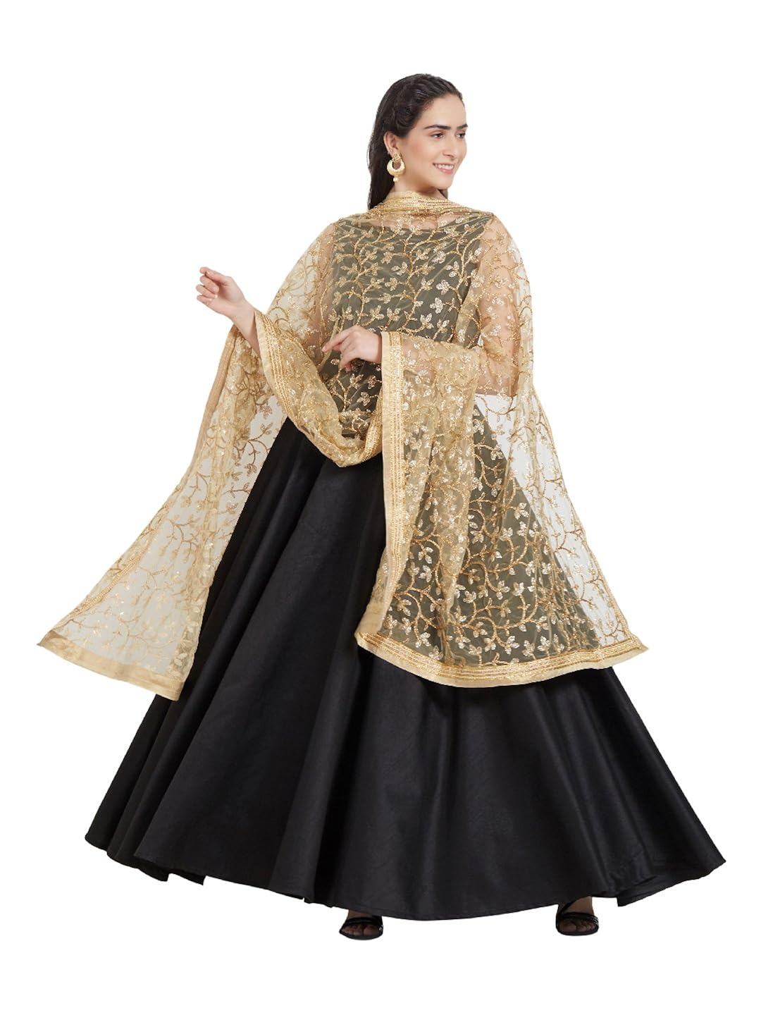 dupatta bazaar woman's gold embroidered net dupatta