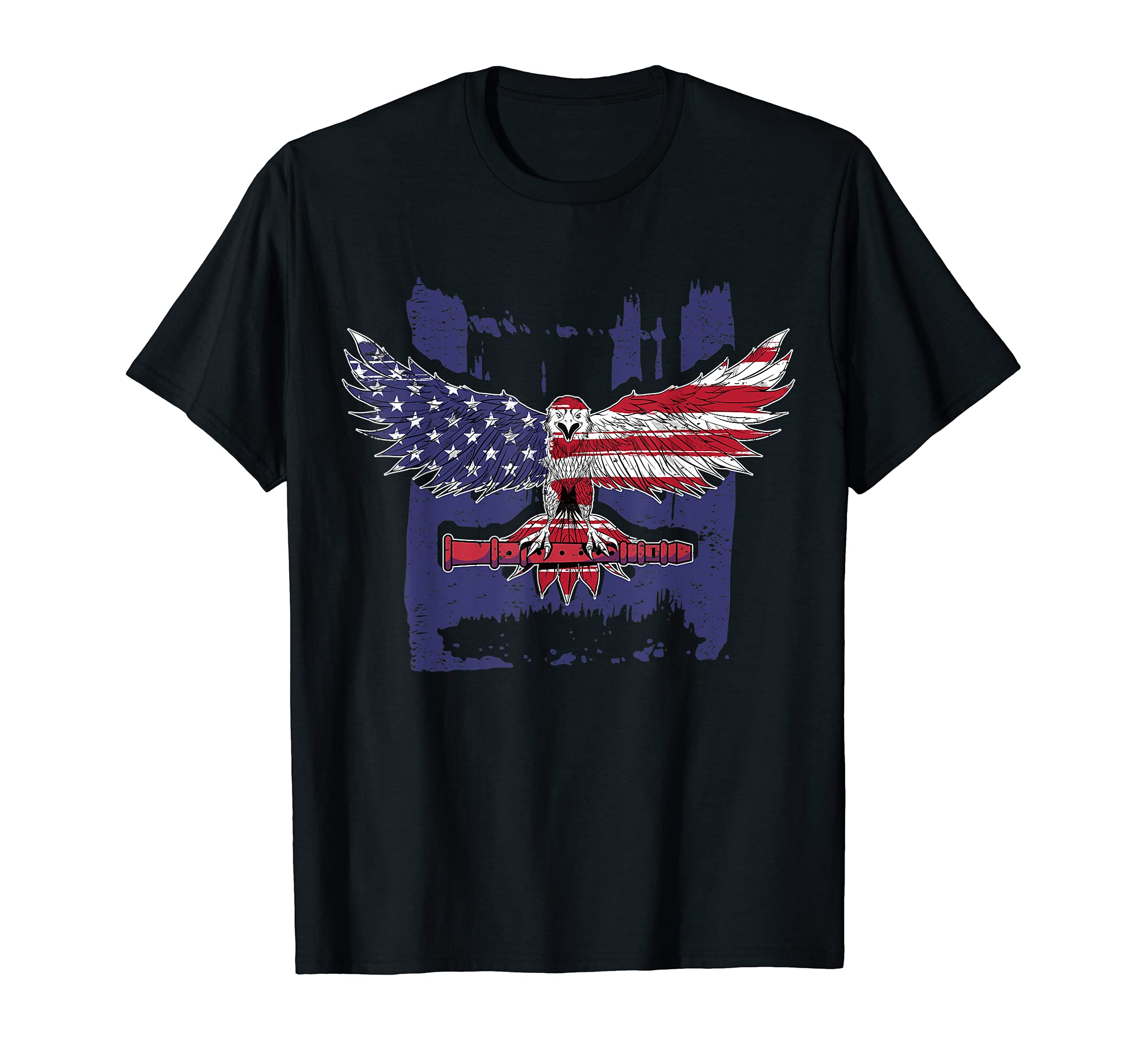 Patriotic Flute Player Graphic Flutist I US American Eagle T-Shirt
