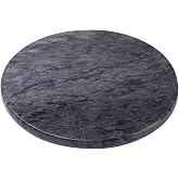 Flexzion Round Marble Cutting Board, 11.4" x 0.6" Cheese Slab, Black | Charcuterie Serving Tray and Marble Trivet for Cured M