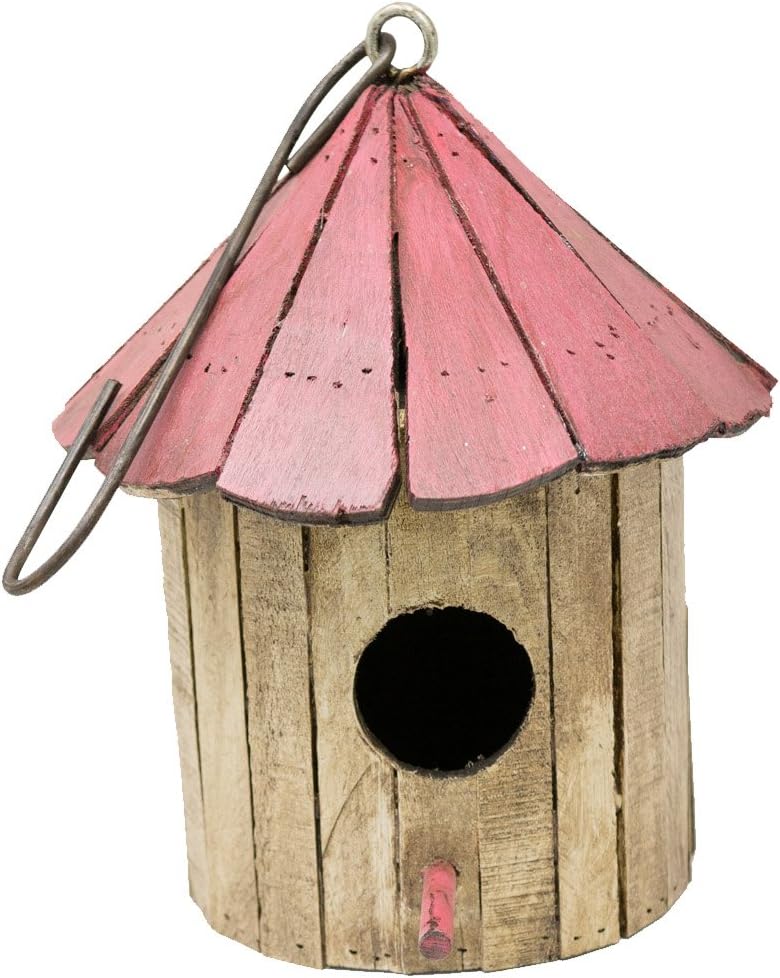 Rustic Arrow Mushroom Wooden Bird House, Multi