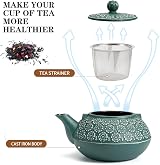 SUSTEAS Cast Iron Teapot 900ml Tetsubin with Infuser Dark Green view 2