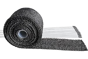 ZSUCUN Exhaust Heat Wrap, 2in x 16.5ft Black Header Wrap Fiberglass for Motorcycle Car Exhaust Pipes with 10 Stainless Locking Ties