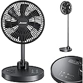 AMACOOL 10'' Foldable Oscillating Fan, 20000mAh Battery Operated with Remote & Timer, Height Adjustable Portable Standing Fan, Quiet USB Output for Camping RV Picnic Home Office Outdoor
