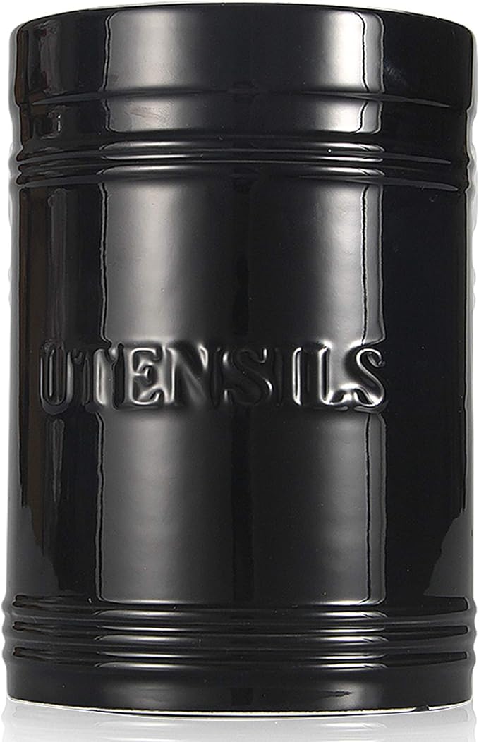 Large Black Ceramic Kitchen Utensil Holder Cooking Utensil