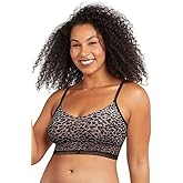 Maidenform All-Over Lace Longline Wirefree Crop Tank Top Style Bralette Sexy Underwear for Women, Zippy Animal, Medium