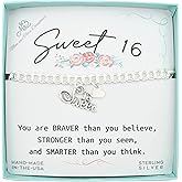 MOM & THREE DAUGHTERS Sweet 16 Bracelet with Tiny Heart | 925 Sterling Silver | 6" Chain with 1" Extender | Birthday Gift for Her