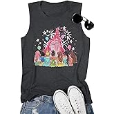 Magic Princess Tank Tops for Women: Magical Shirt Fairy Castle Graphic Tank Family Vacation Vest Summer Sleeveless Tops