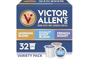 Victor Allen's Coffee Variety Pack (Morning Blend, Donut Shop Blend, and French Roast), 32 Count, Single Serve Coffee Pods for Keurig K-Cup Brewers